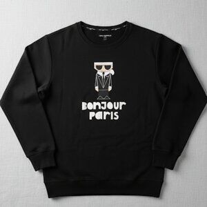 Karl Lagerfeld Bonjour Paris Black Sweatshirt